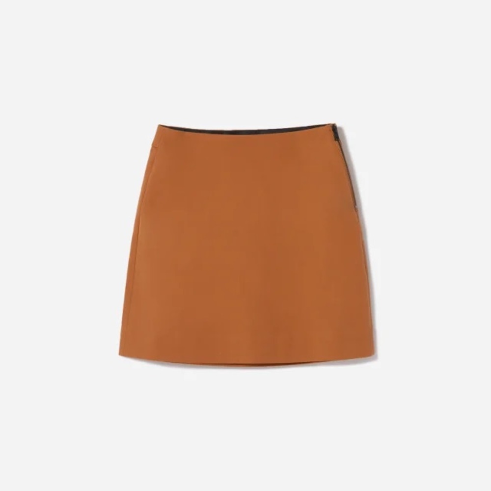 Everlane A-Line Mini Skirt in Cognac Brown